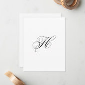 Custom Script Monogram "H" Mitteilungskarte (Vorderseite/Rückseite Beispiel)