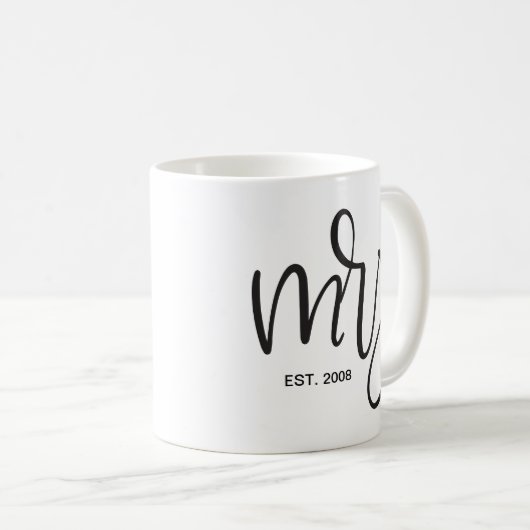 Custom Script, "Mrs." FESTGESTELLT Kaffeetasse (VorderseiteRechts)