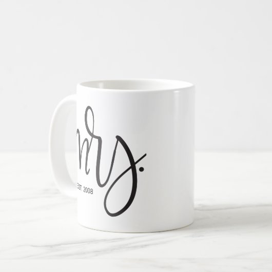 Custom Script, "Mrs." FESTGESTELLT Kaffeetasse (Vorderseite Links)