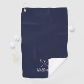 Custom Script Name Golf Clubs Navy Blue Golfhandtuch (Insitu)