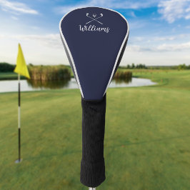 Custom Script Name Golf Clubs Navy Blue Headcover