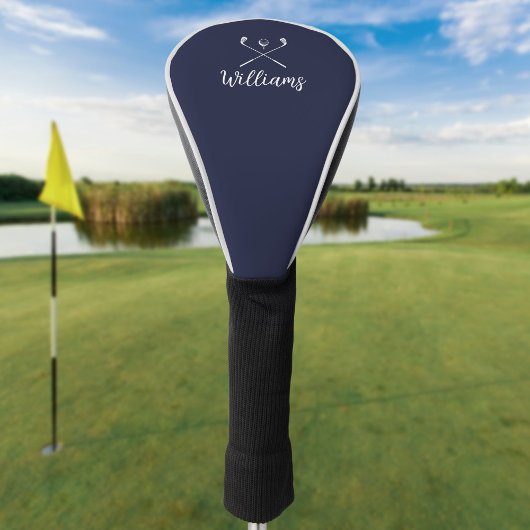 Custom Script Name Golf Clubs Navy Blue Headcover