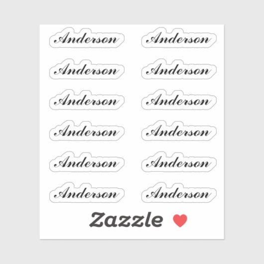 Custom Script Name Stickers One Dozen Per Sheet Aufkleber (Blatt)