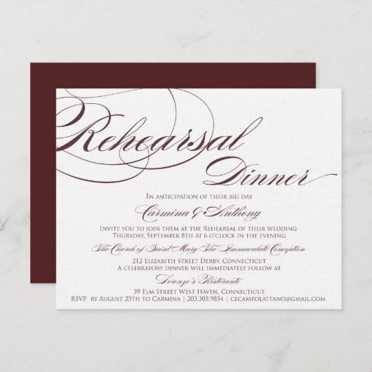 Custom Script Probe Dinner Einladung 4F1819 (Vorne/Hinten)