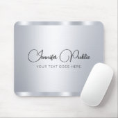 Custom Script Silver Metallic Look Typografie Mousepad (Mit Mouse)