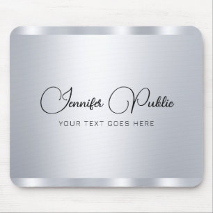 Custom Script Silver Metallic Look Typografie Mousepad
