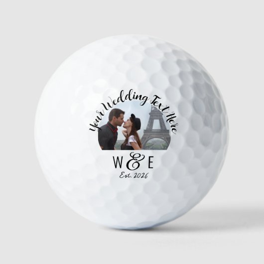 Custom Script Text Golf Ball Gastgeschenk Hochzeit (Vorderseite)