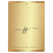 Custom Script Text Monogram Luxury Gold Glamour Klemmbrett (Rückseite)