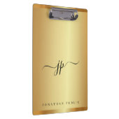 Custom Script Text Monogram Luxury Gold Glamour Klemmbrett (Rechts)