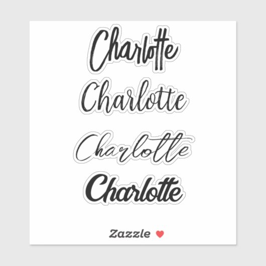 Custom Script Typografy Black Name Aufkleber (Blatt)