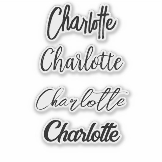 Custom Script Typografy Black Name Aufkleber (Vorderseite)