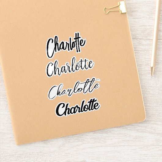 Custom Script Typografy Black Name Aufkleber (Notizbuch)