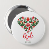 Custom Script Ungarisch Matyo Folk Abstrakt Heart Button (Vorne & Hinten)