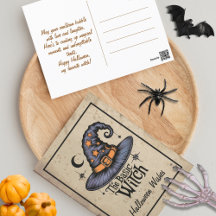 Custom Script Vintag Black Orange Halloween Hexe