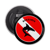 Custom Scuba Diving Flag and Shark Flaschenöffner (Vorderseite)