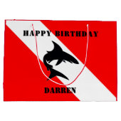 Custom Scuba Diving Flag and Shark Große Geschenktüte (Rückseite)