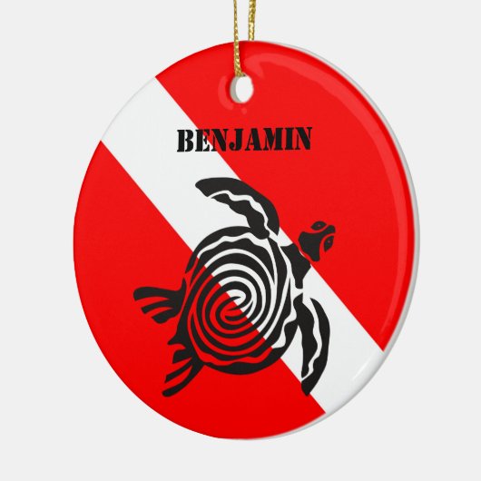 Custom Scuba Diving Flag und Sea Turtle Keramik Ornament (Links)