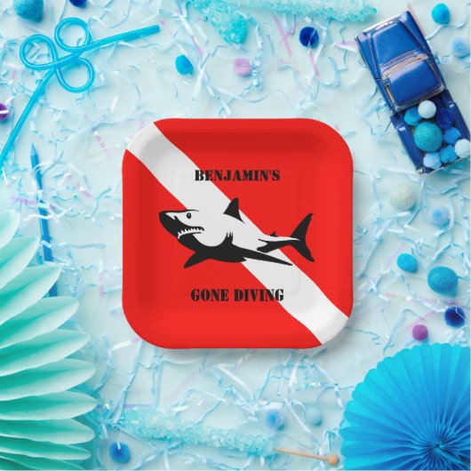 Custom Scuba Diving Flag und Shark Paper Plate Pappteller (Party)