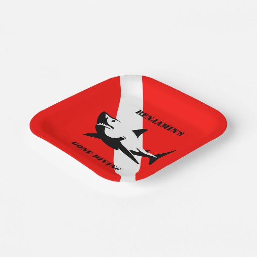 Custom Scuba Diving Flag und Shark Paper Plate Pappteller (Gewinkelt)