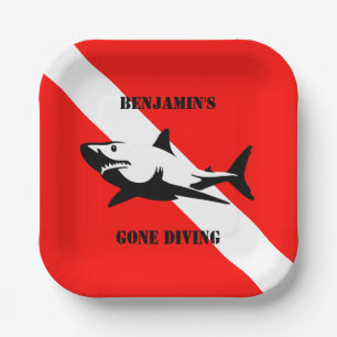 Custom Scuba Diving Flag und Shark Paper Plate Pappteller
