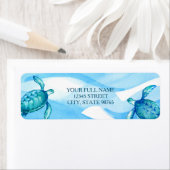 Custom Sea Turtle Address Labels | Blau und Grün (Insitu)