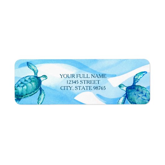 Custom Sea Turtle Address Labels | Blau und Grün (Vorne)