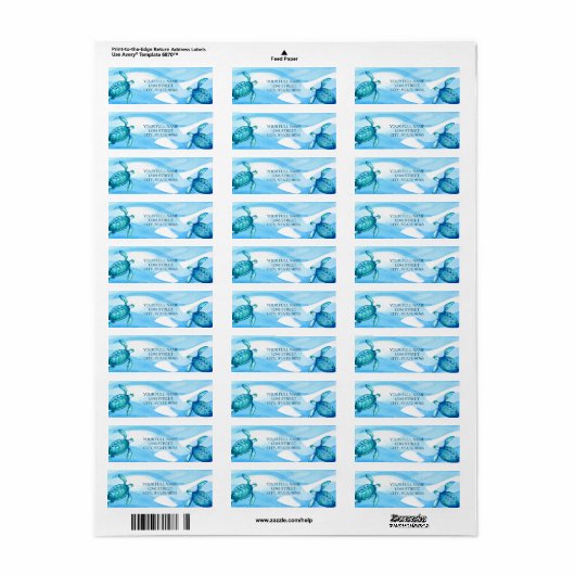 Custom Sea Turtle Address Labels | Blau und Grün (Vorne)