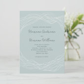 Custom Sea Waves Elegantes einfaches Hochzeitsszen Einladung (Stehend Vorderseite)