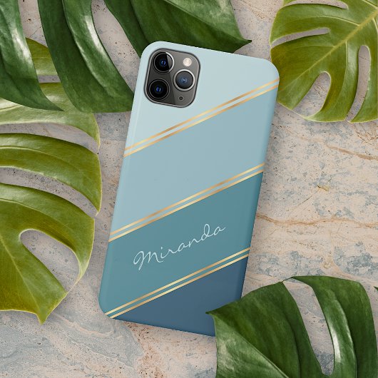 Custom Seafoam Aquamarin Blue Ocean Green Stripes Case-Mate iPhone Hülle