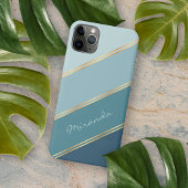 Custom Seafoam Aquamarin Blue Ocean Green Stripes iPhone Hülle