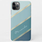 Custom Seafoam Aquamarin Blue Ocean Green Stripes iPhone Hülle (Rückseite)