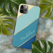 Custom Seafoam Blue Aquamarin Aqua Türkis Streifen iPhone Hülle