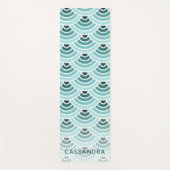 Custom Seafoam Blue Green Wave Circles Art Muster Yogamatte (Vorderseite)