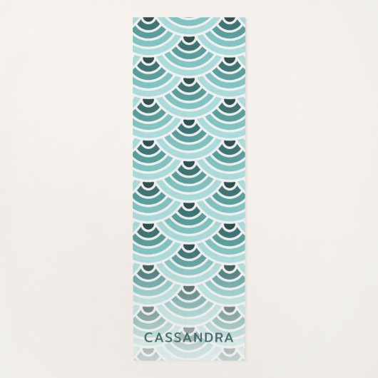 Custom Seafoam Blue Green Wave Circles Art Muster Yogamatte (Vorderseite)