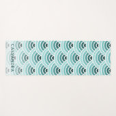 Custom Seafoam Blue Green Wave Circles Art Muster Yogamatte (Vorderseite (Horizontal))