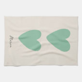 Custom Seafoam Green Mint Herz Küchentücher Handtu (Horizontal)