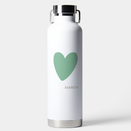 Custom Seafoam Minze Green White Heart Water Flasc Trinkflasche