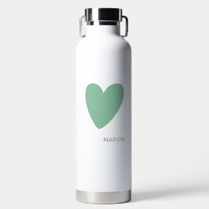 Custom Seafoam Minze Green White Heart Water Flasc Trinkflasche