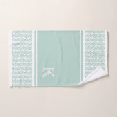 Custom Seaglass Minze Green Zigzag Streifen Badhandtuch Set (Handtuch)