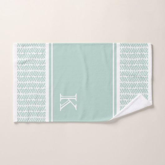 Custom Seaglass Minze Green Zigzag Streifen Badhandtuch Set (Handtuch)