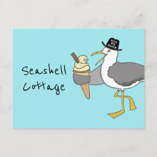 Custom Seagull Illustration Holiday Hotel/Rental Postkarte