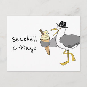 Custom Seagull Illustration Holiday Hotel/Rental Postkarte