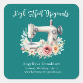 Custom Seamstress Floral Business Promotional Quadratischer Aufkleber (Vorderseite)
