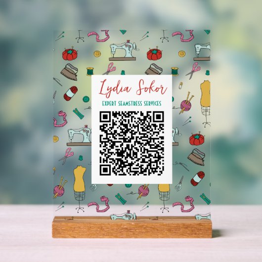 Custom Seamstress Tools QR Code Business Sign Acrylschild (Neutral)