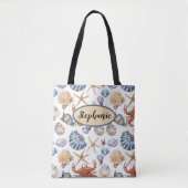Custom Seashell Beach Theme Tote Bag Tasche (Vorderseite)