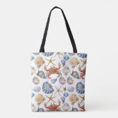 Custom Seashell Beach Theme Tote Bag Tasche (Rückseite)
