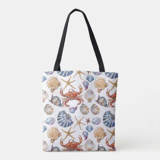 Custom Seashell Beach Theme Tote Bag Tasche (Rückseite)