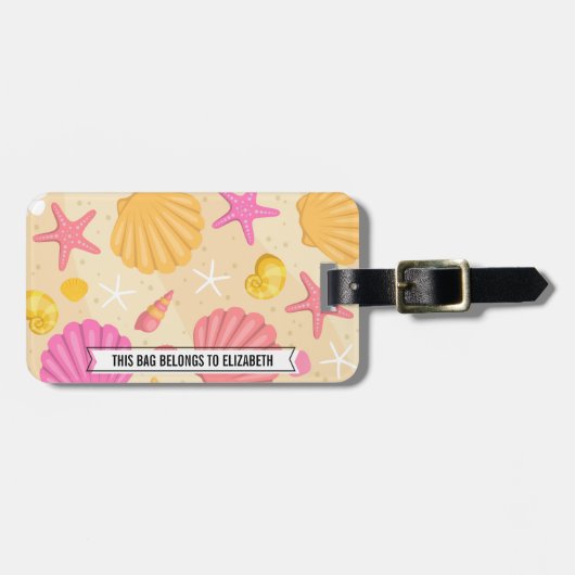 Custom Seashell Luggage Tag Gepäckanhänger (Vorderseite horizontal)