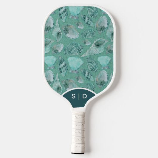 Custom Seashells Aqua Ocean Sands Pickleball Schläger (Rückseite)