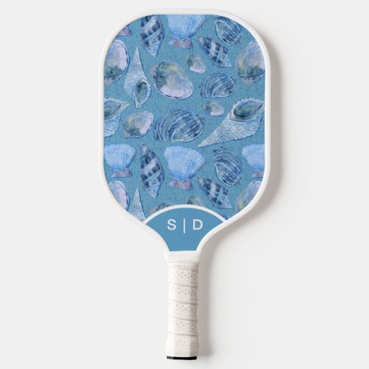 Custom Seashells Blue Ocean Sands Pickleball Schläger (Rückseite)